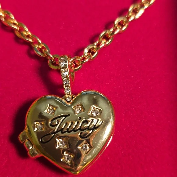 Juicy Couture Gold-Tone Heart Locket Necklace New 9" Chain - Picture 7 of 8